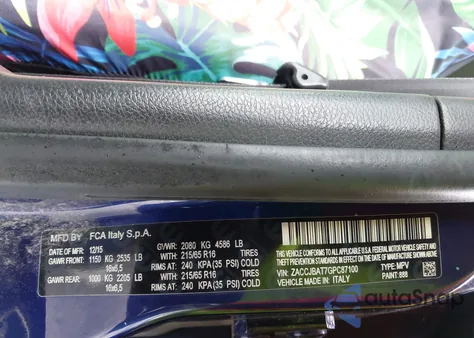 2016 Jeep Renegade Sport z USA, uszkodzony, nr VIN ZACCJBAT7GPC87100